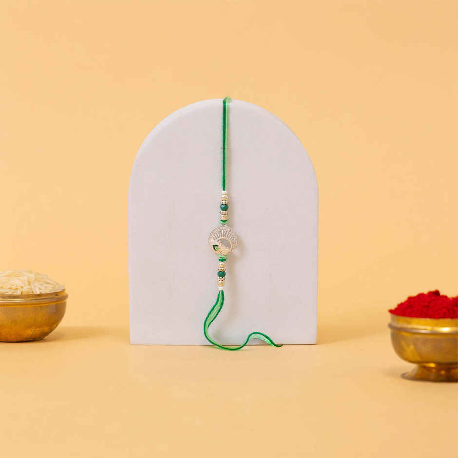 American Diamond Premium A.D. Mor Pankh Rakhi (Avyaan Rakhi) Set of 1