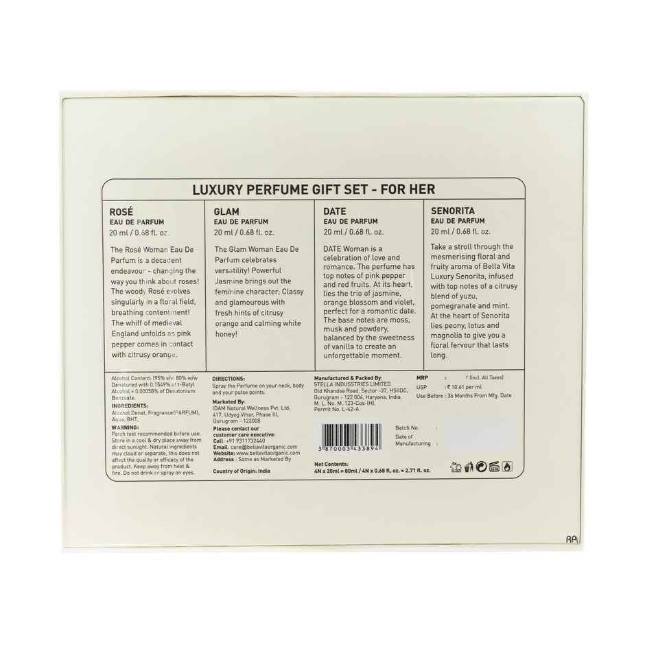 Bella Vita Organic Luxury Perfumes Gift Set For Women | Elegant Everyday Fragrance Blends