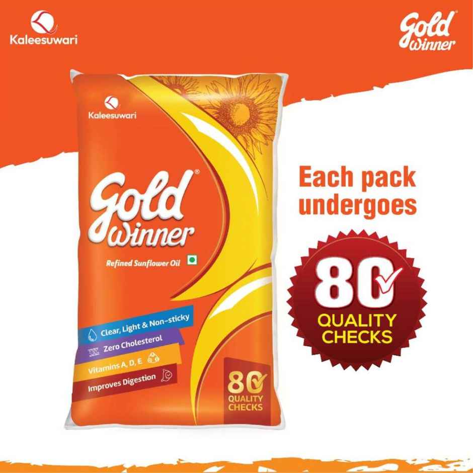 Gold Winner Refined Sunflower Oil (Pouch)(1 l), Daawat Rozana Super Basmati Rice(1 kg) & Parrys White Label Sugar(1 kg) Combo