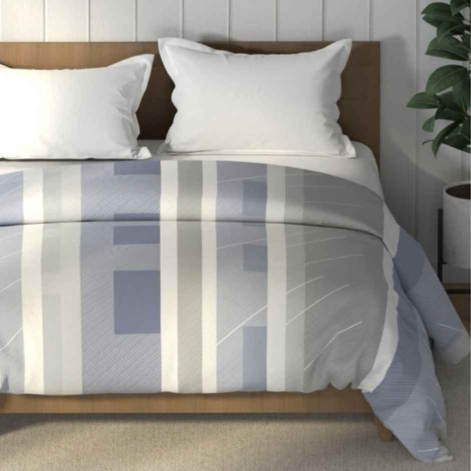 Nautica Super Soft 100% Cotton Fabric Comforter for All Weather | Double Size | Geometric | Blue