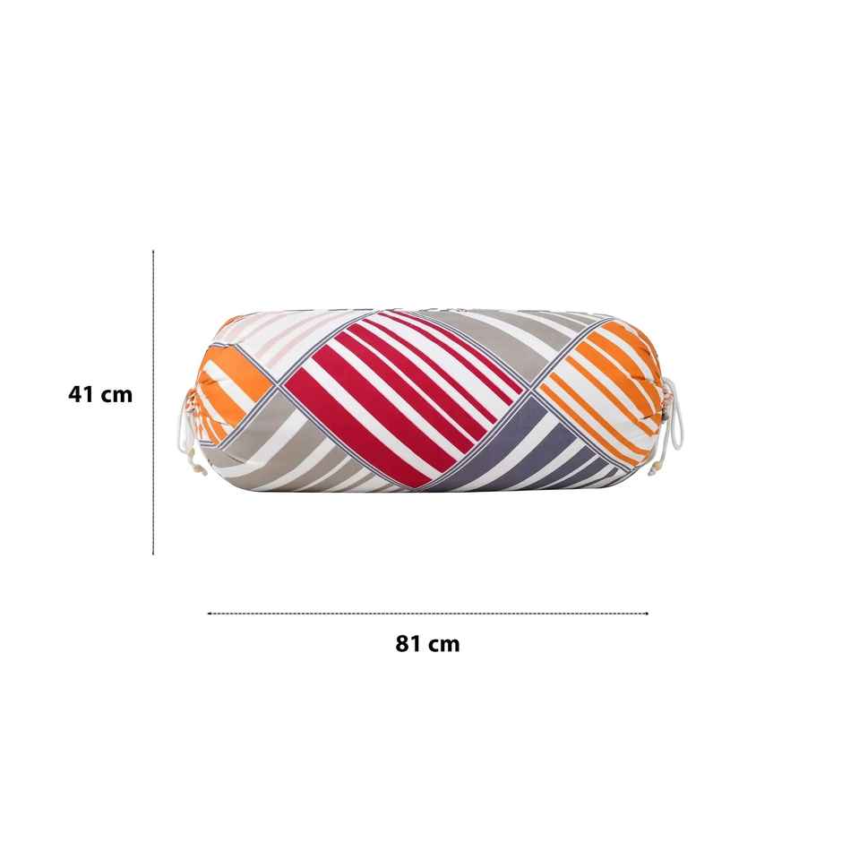 Kuber Industries Soft Bolster Pillow Cover Set of 2 for Bedroom | Living Room (Magenta & Grey)