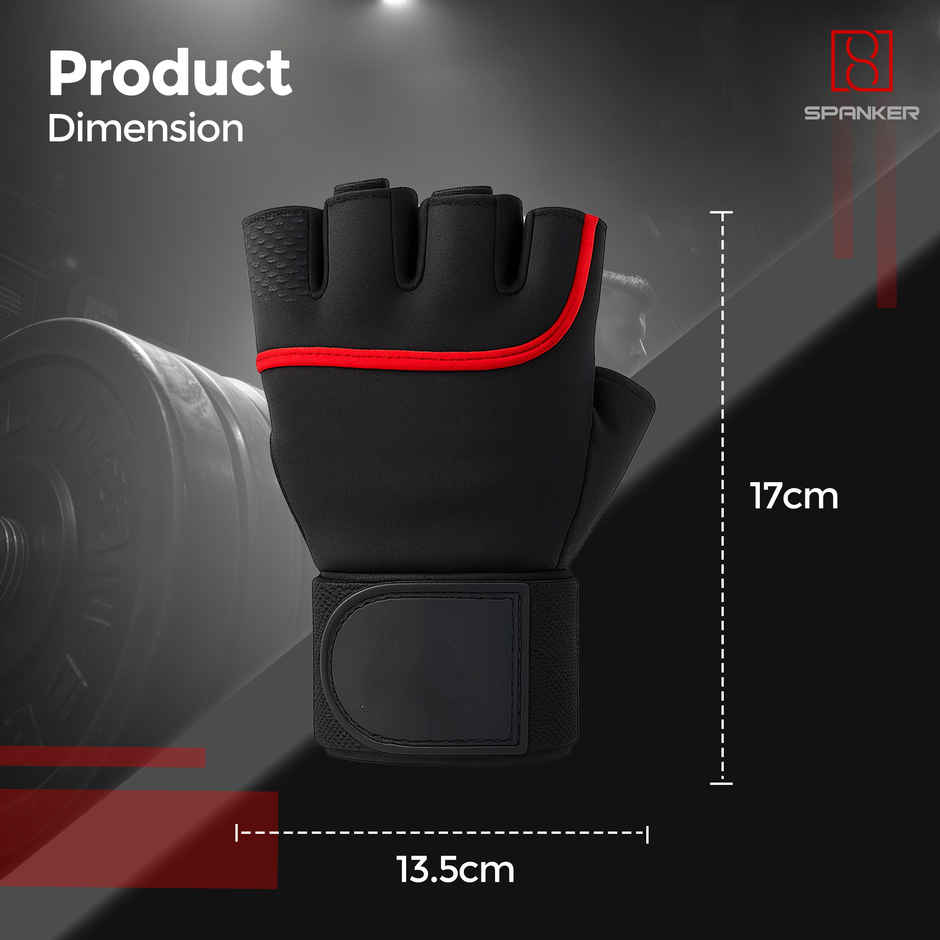 Spanker Sports Gym Gloves for Men, Half-Finger Workout Gloves with Wrist Support & Padded Palm