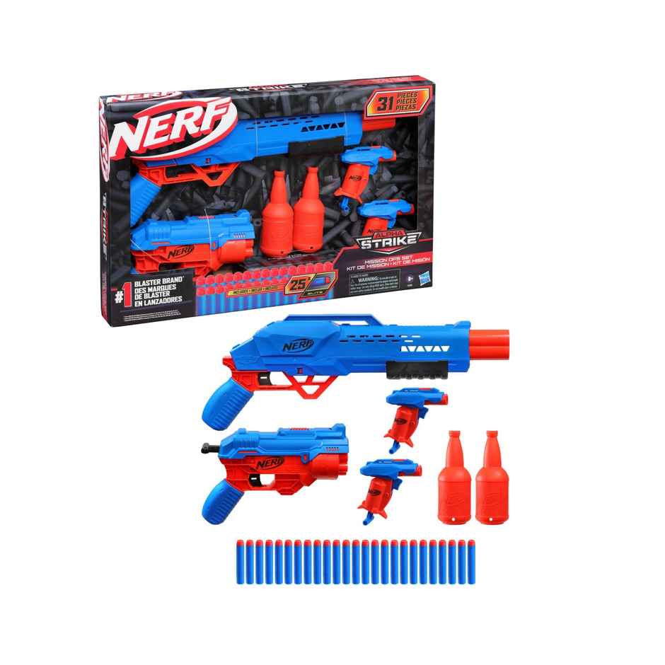 Nerf Alpha Strike Mission Ops Set | 4 Blasters | 25 Nerf Elite Darts | Toy Gun