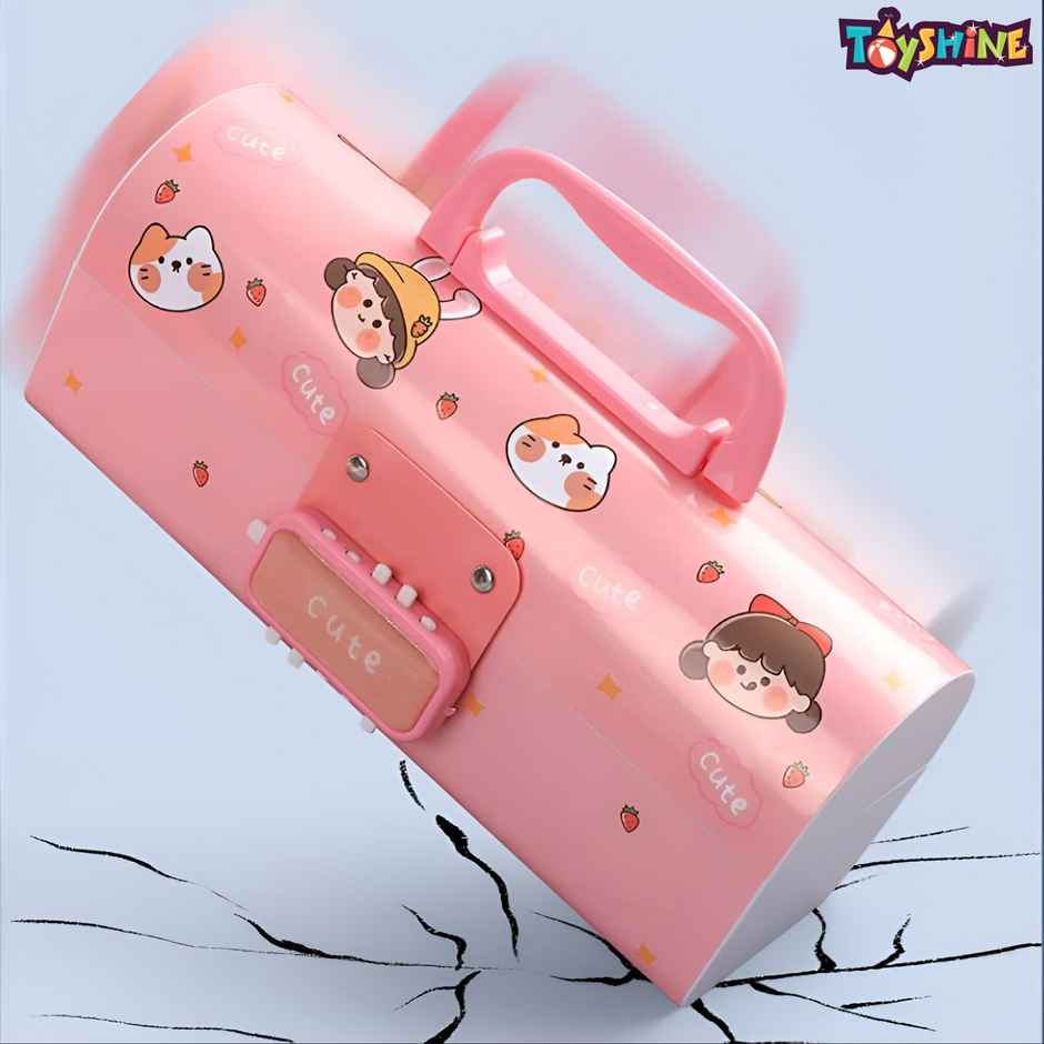 Toyshine Pencil Box with Code Lock Pen Case | Large Capacity | Multi-layer | Dino Multicolor