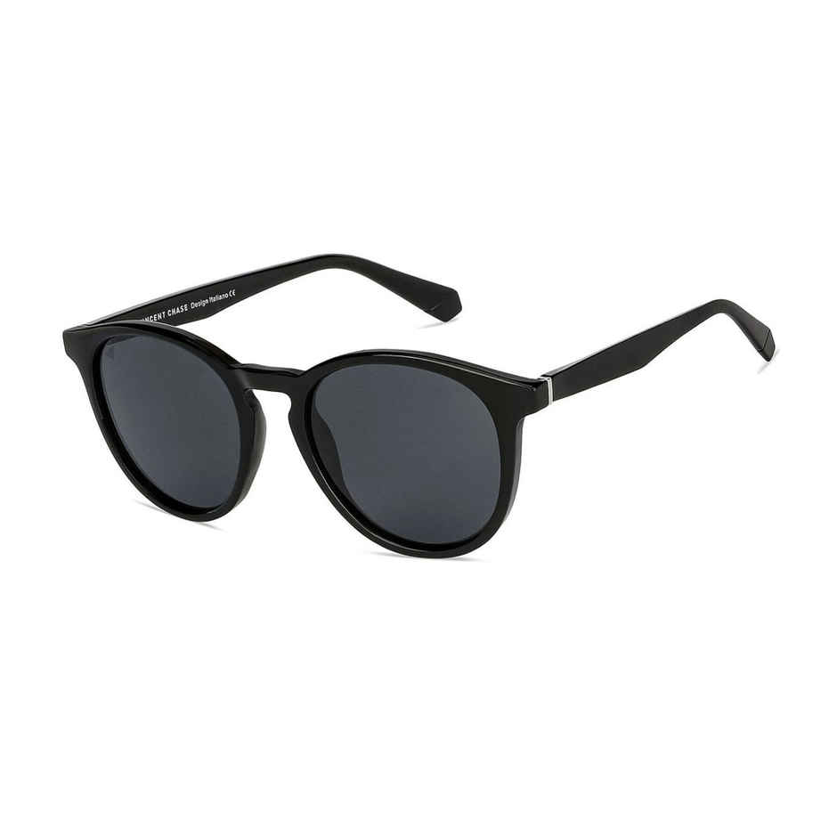 Vincent Chase By Lenskart Unisex Metal Round Sunglasses | Black - M