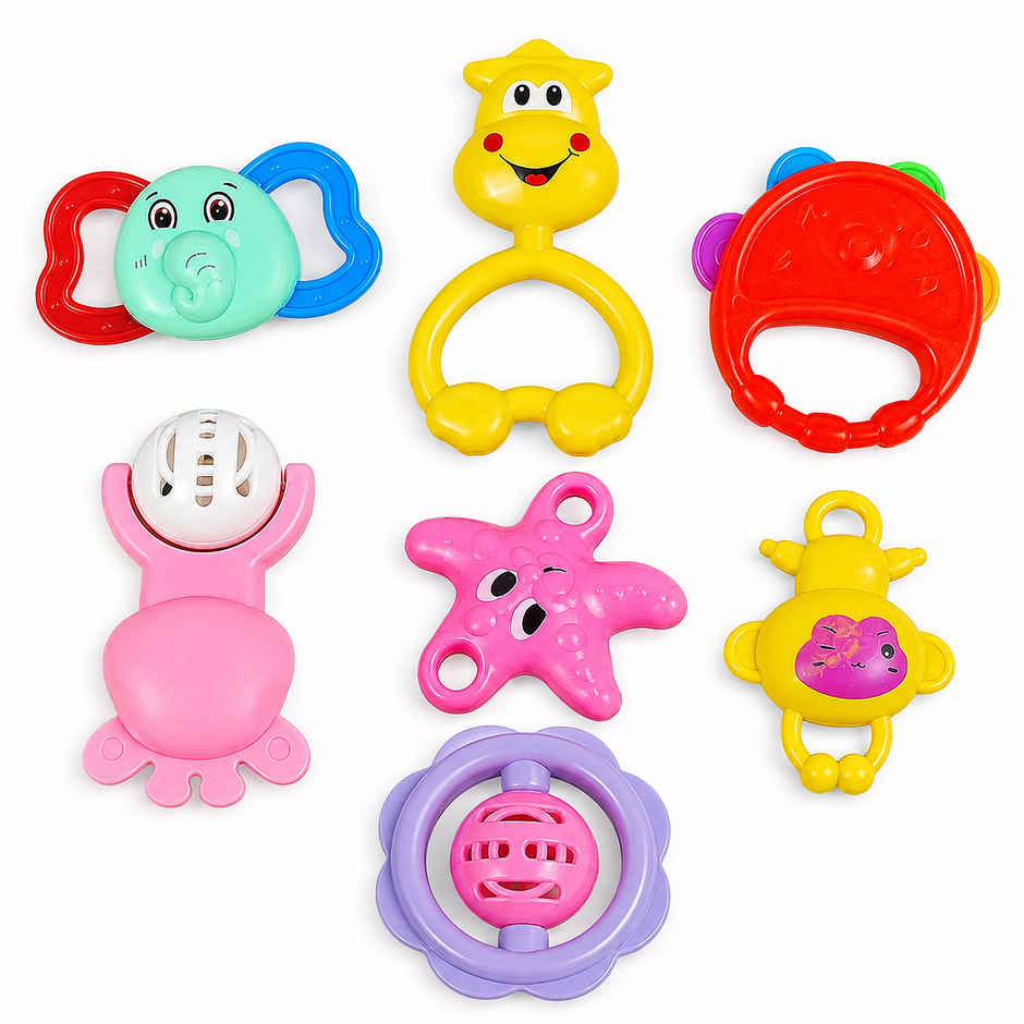 Toyshine Baby Rattle & Teether Set | 7 Non-Toxic Toys for Newborns