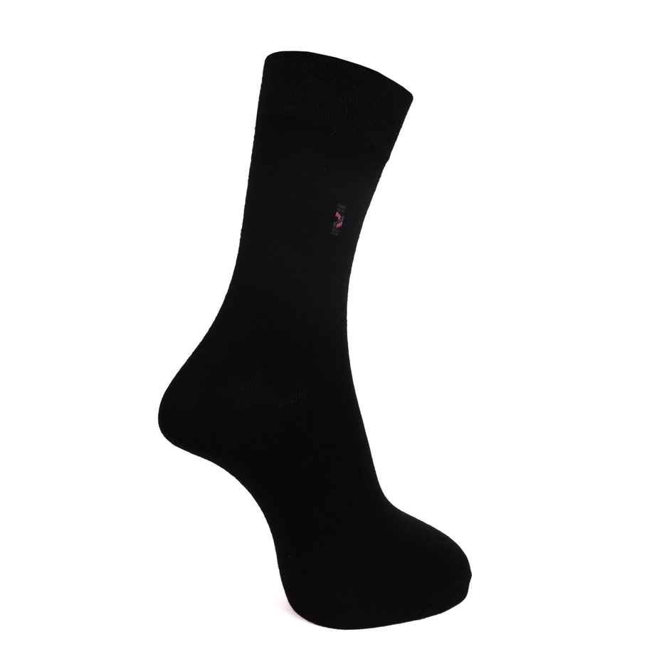 Dollar Men's Solid Cotton Calf Length Socks | Black - Free Size