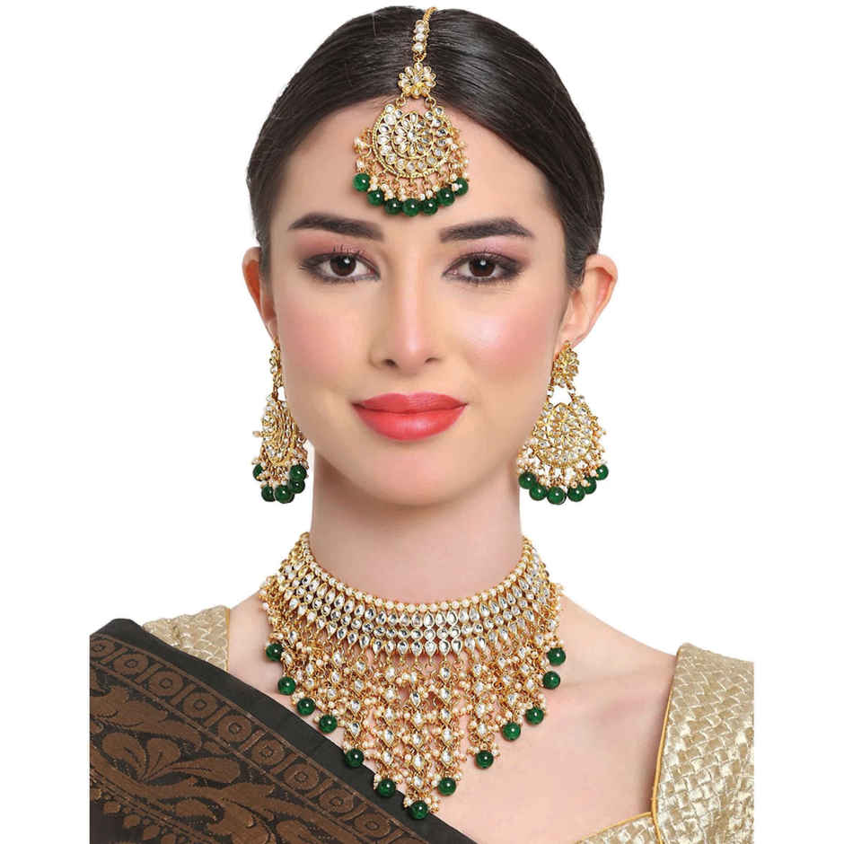 Shining Diva Fashion Latest Stylish Choker Traditional Pearl Kundan Necklace Set for Women | 12270s