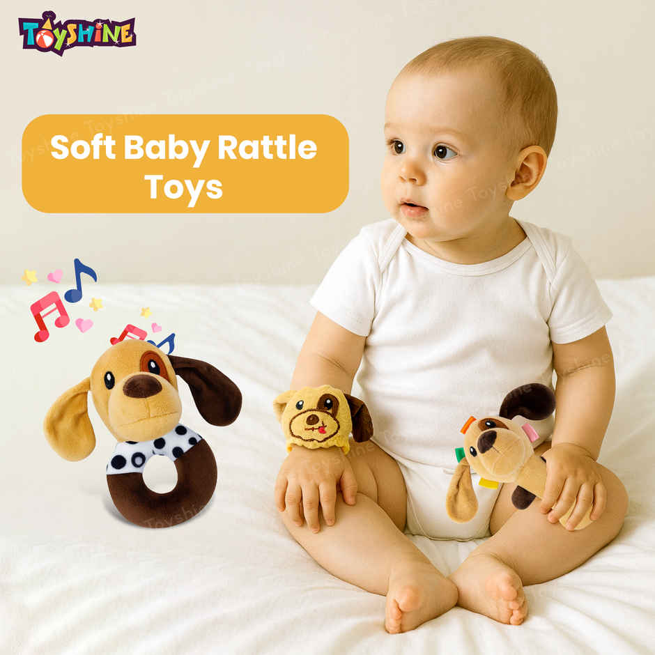 Spanker Baby Hand Cute Soft Dog Rattle Set
