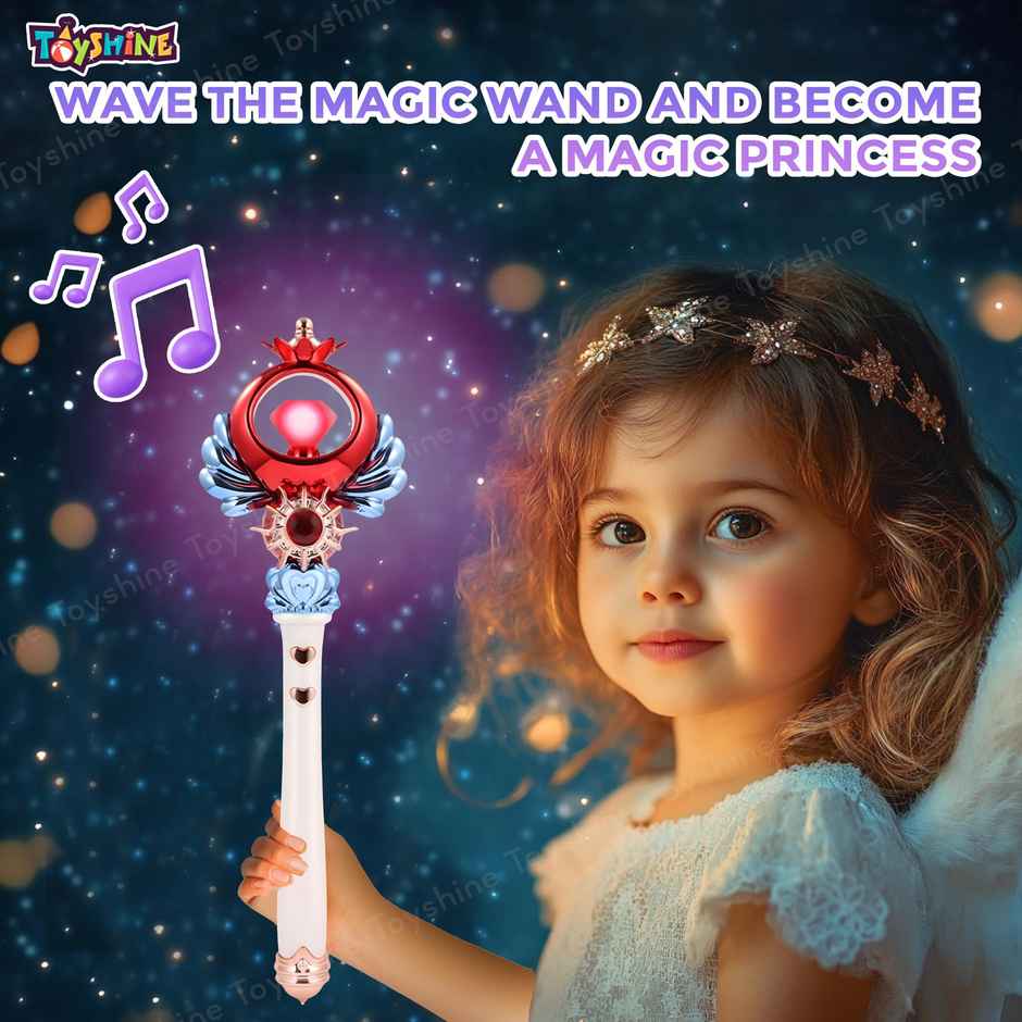 Toyshine Princess Fairy Magic Wand Moon Styling Stick Flashing Toy With Music Light For Kids - M