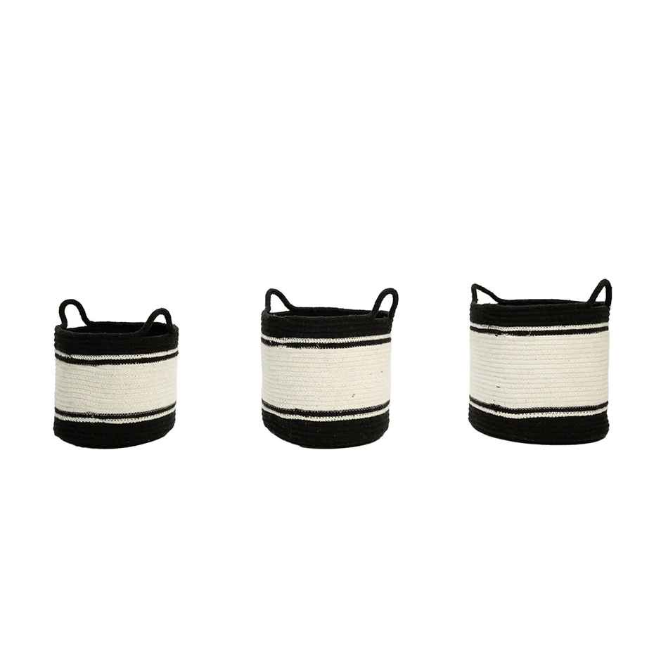 PrettyKrafts Jute Basket | Black & White | Multipurpose for Toys, Plants, Laundry