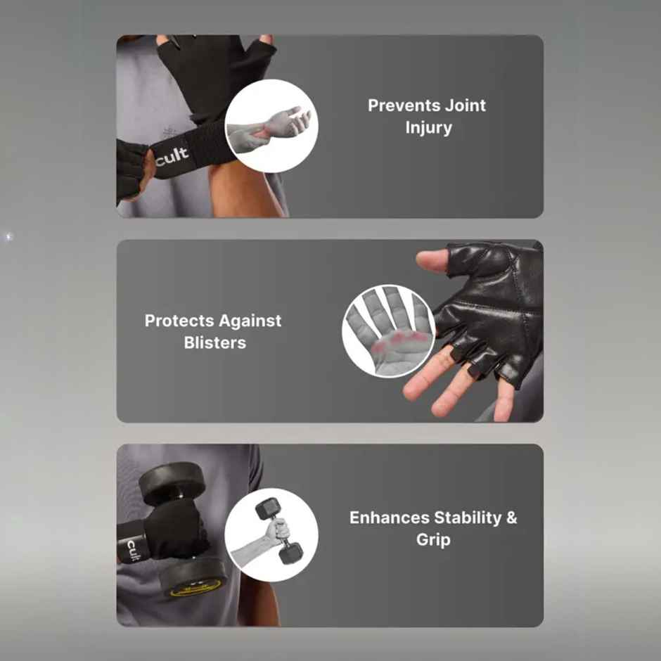 Cult Workout Gym Gloves | Medium | Black/Red