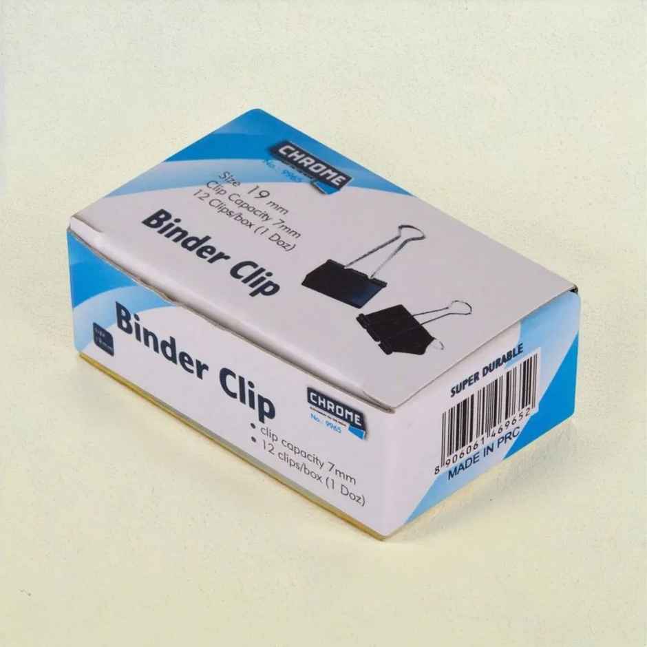 Chrome Black Binder Clip - 19Mm