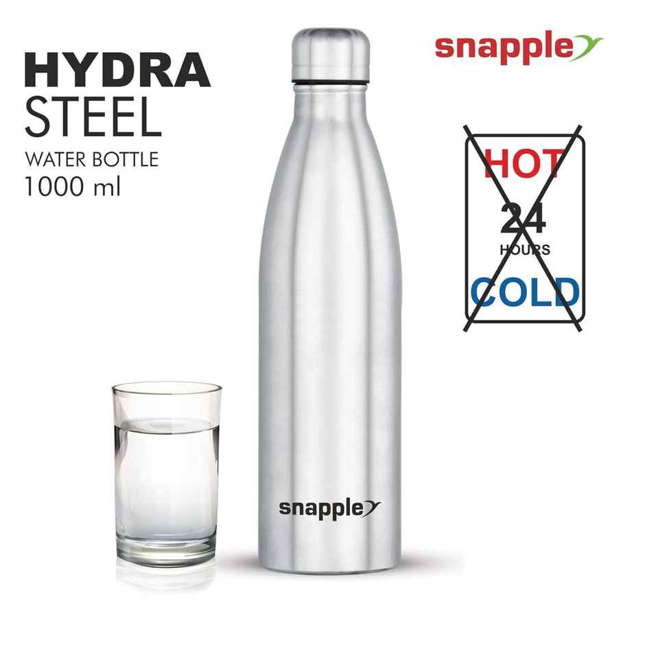 Snapple Stainless Steel Hydra Single Wall Fridge Bottle | Silver | 1 L