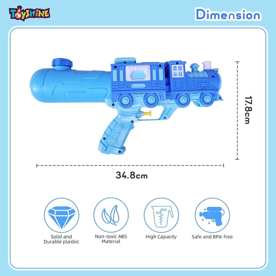 Toyshine Train Model High Pressure Water Gun - Holi Toy With 400ml Tank | Blue