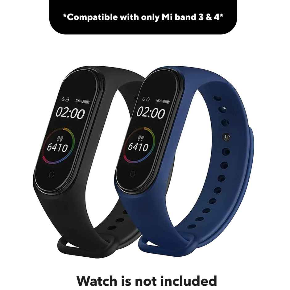 Sounce Black & Blue Adjustable Strap Combo for Xiaomi Mi Band 3-Mi Band 4 (Multicolor, Only Strap)