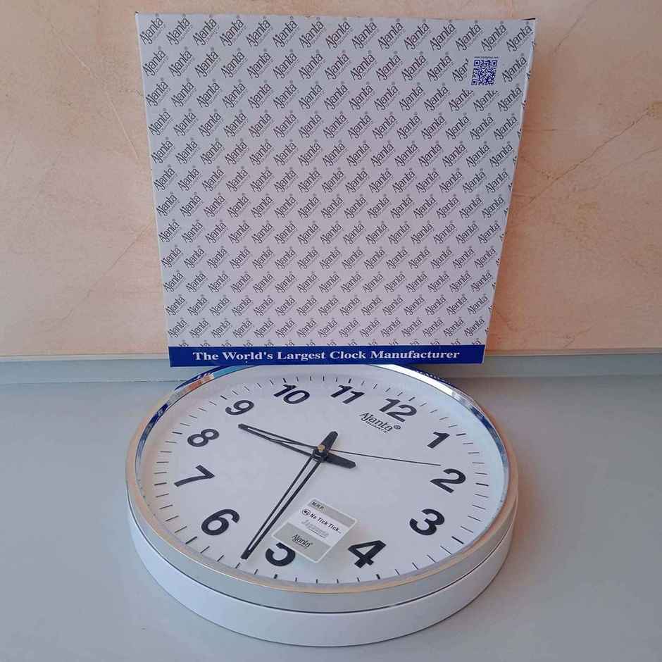Ajanta Abstract White Quartz Wall Clock (32 x 32 x 3.5cm)