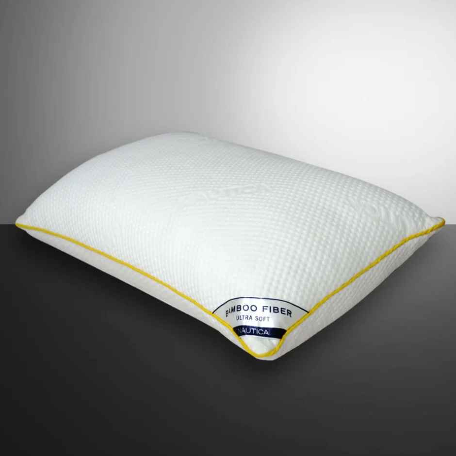 Nautica Bamboo Fiber Filling Anti | Microbial Pillow |  46 cm X 69 cm Size | Bamboo Fiber | White