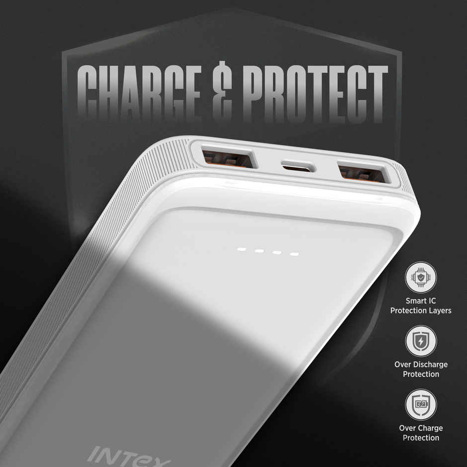 Intex 10000 mAh 22 W Power Bank (White, Lithium Polymer, Fast Charging for Mobile)