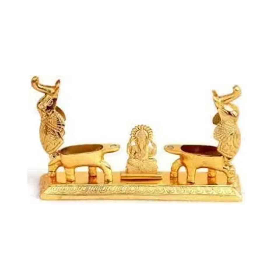 Devnidhii Kumkum/ Sindoor Box Gaj Laxmi Maa Dibbi in Gold Polish