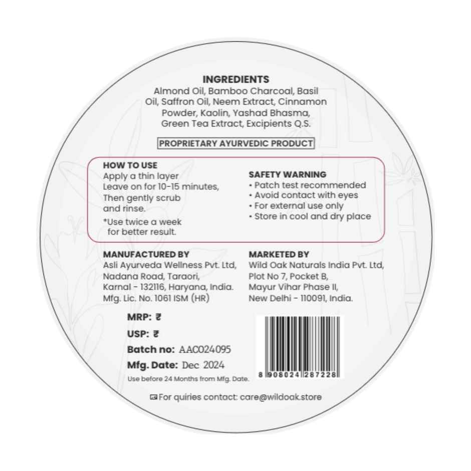 Wild Oak Tulsi, Neem and Kesar Face Scrub and Mask | Anti Acne, De-Tan, Open Pores and Pigmentation