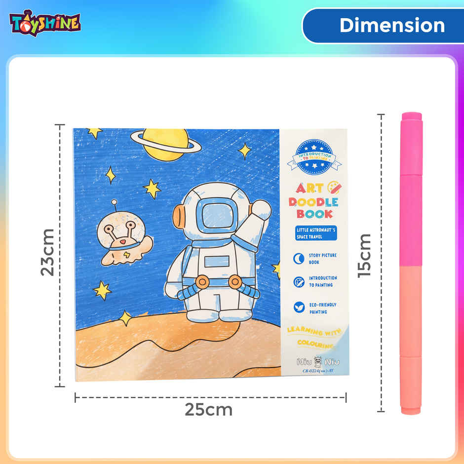 Toyshine Kids Art Doodle Colouring Book with Double Sided Sketch Pens Space