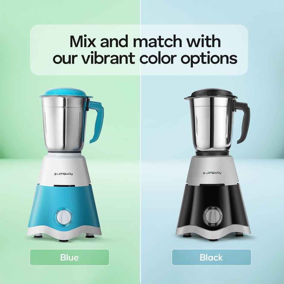 Super Dlx Up to 750W Max Output Juicer Mixer Grinder | 2 Years Warranty | 4 Jars | Blue & White