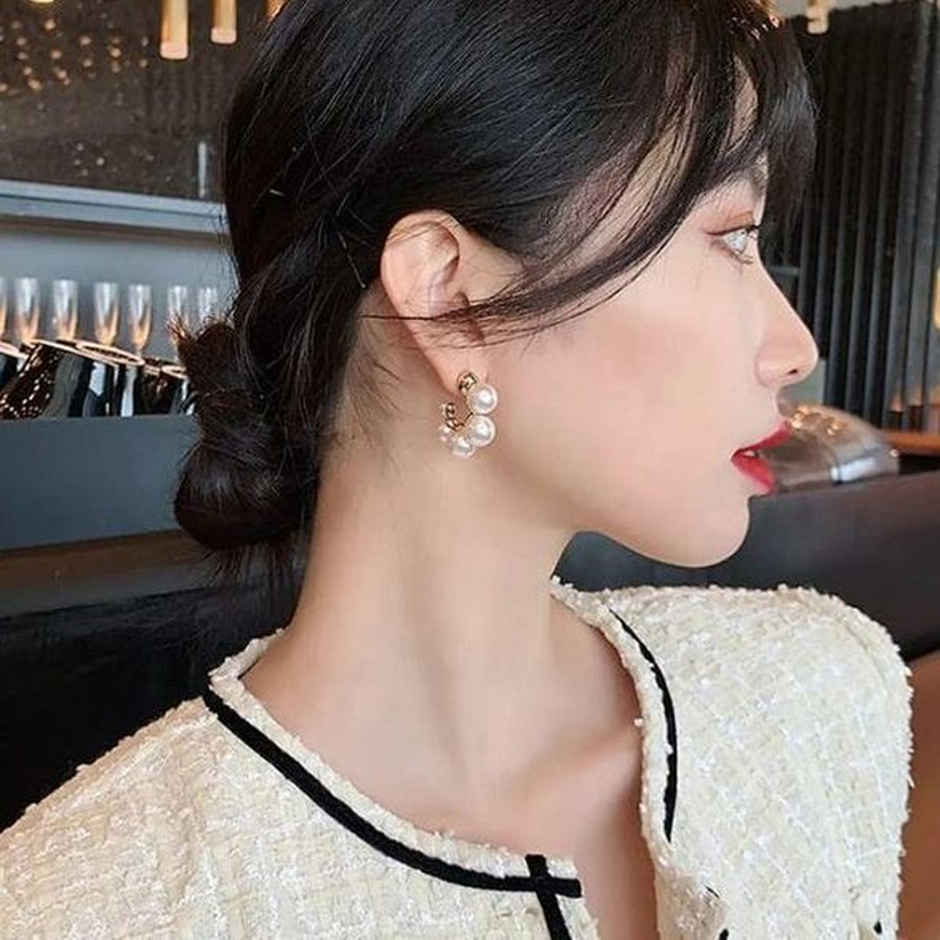 Estailo Fashion Women's Jewellery Earrings Gold White One Size | E0001366