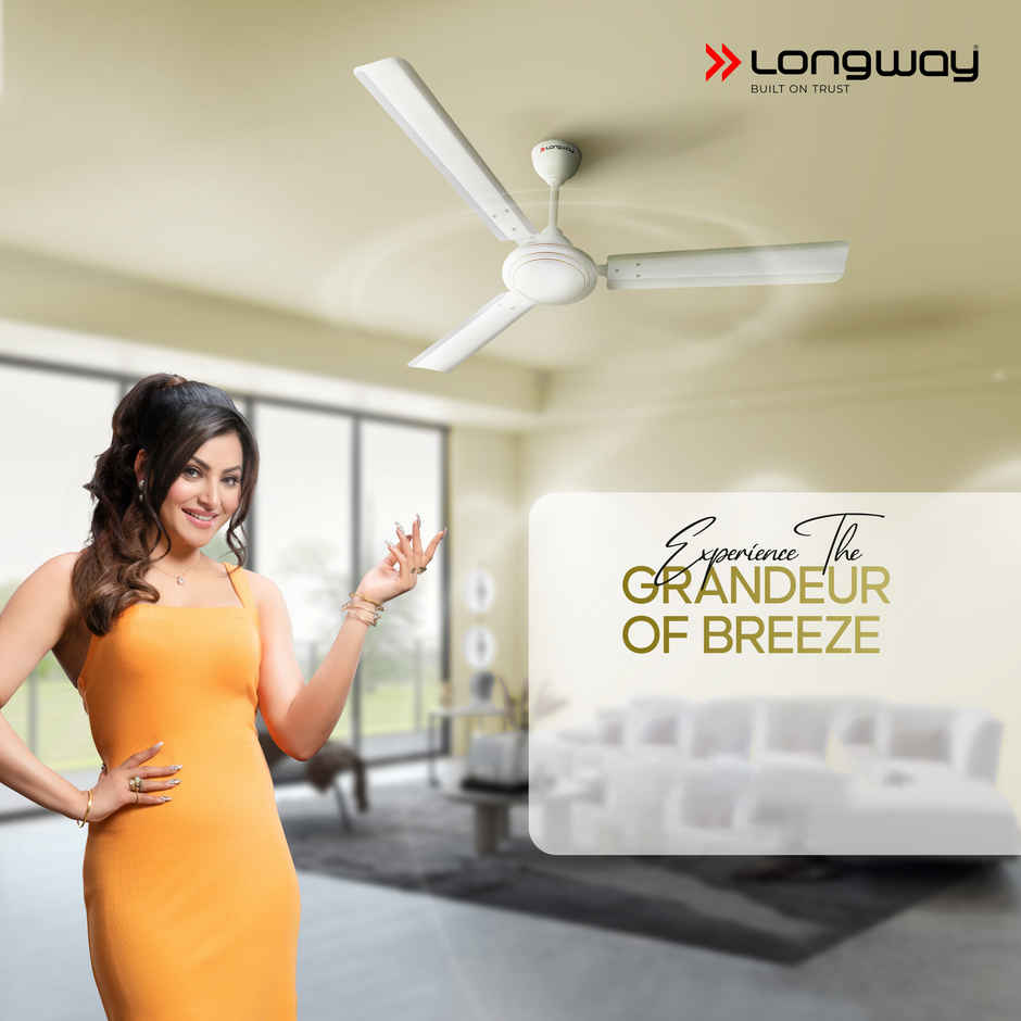 Longway Nexa P1 1200 mm/48 inch Ultra High Speed 3 Blade Anti-Dust Star Rated Ceiling Fan, White