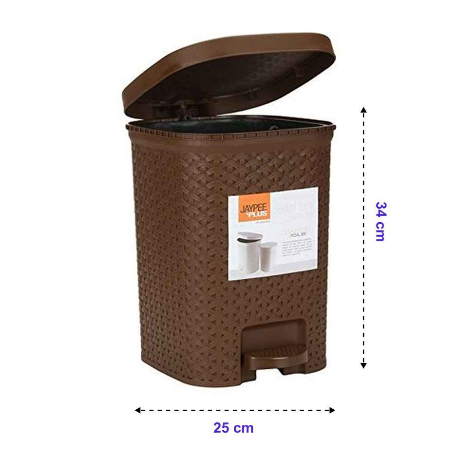 Jaypee Plus Dispose All Square Dustbin With Removable Plastic Bucket For Home, Kitchen 7 L, Brown