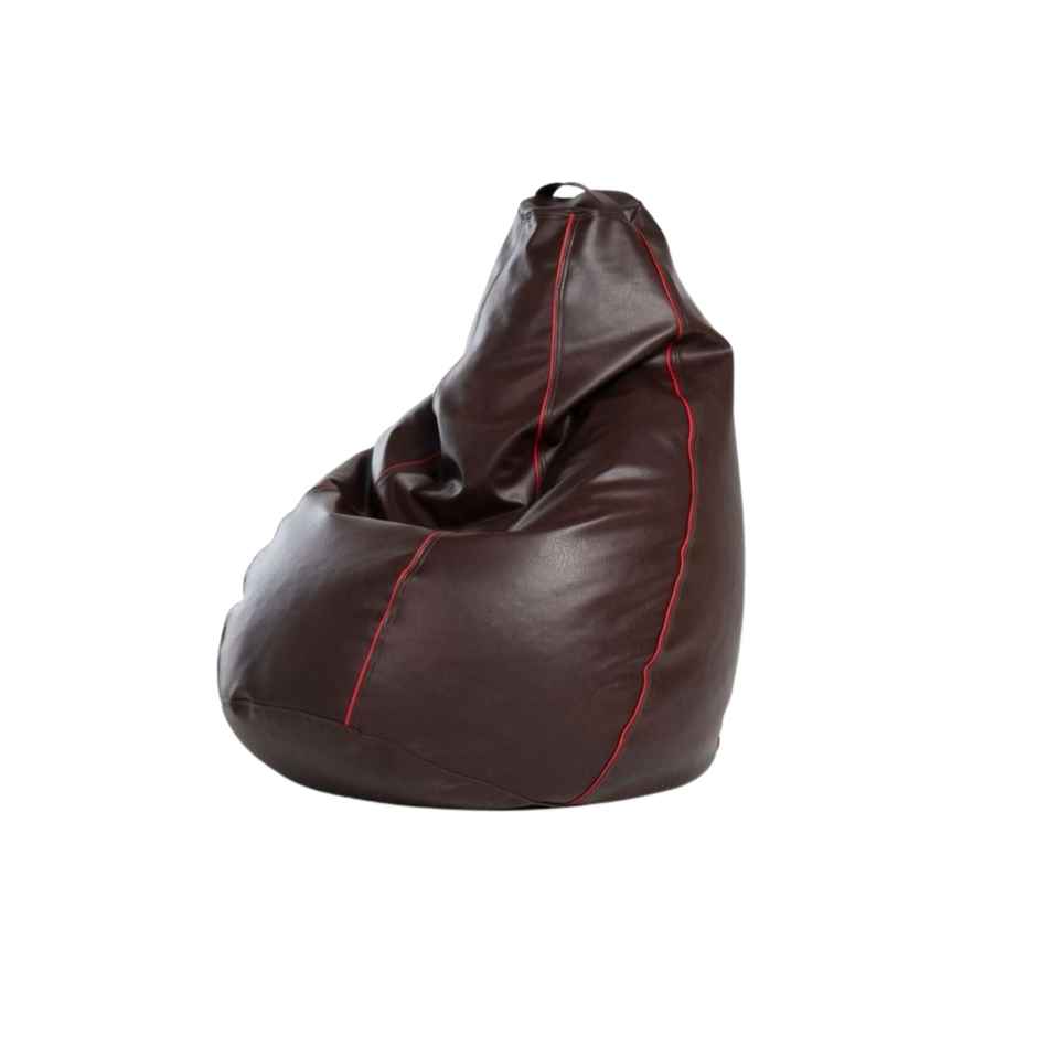 Wakefit 3XL Bean Bag Without Beans | Premium Leatherette | Dark Fantasy With Red Piping