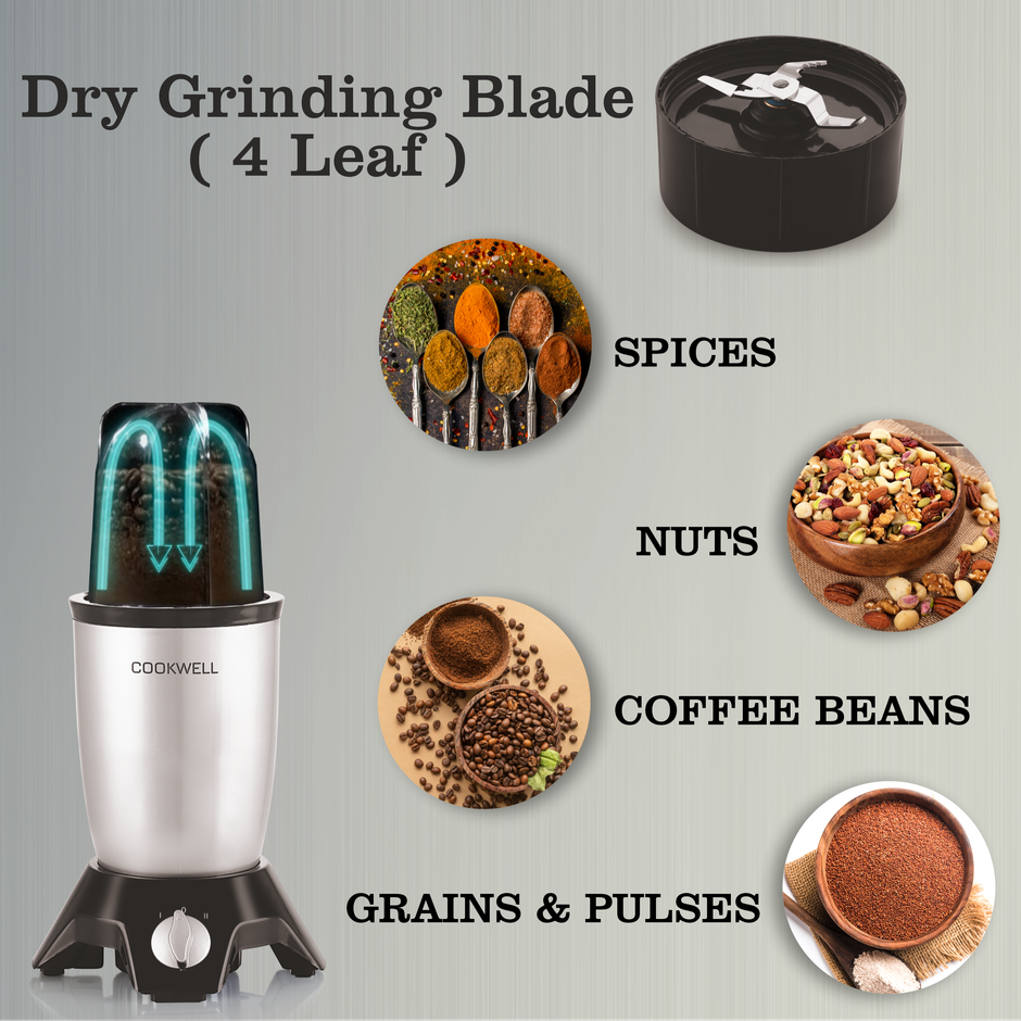 Cookwell Bullet  Juicer Mixer Grinder Nutri Blender 600W - 5 Jars & 3 Blades | Silver