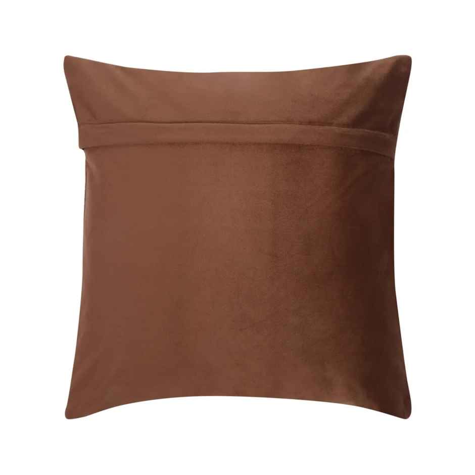 Hosta Homes Soft Velvet Leaf Pattern Golden Foil Printed Brown Cushion Covers | Pack of 2