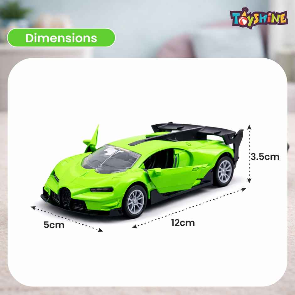 Toyshine 1:32 Scale Die Cast Sports Model Vehicle Toy Car With Pull Back, Green