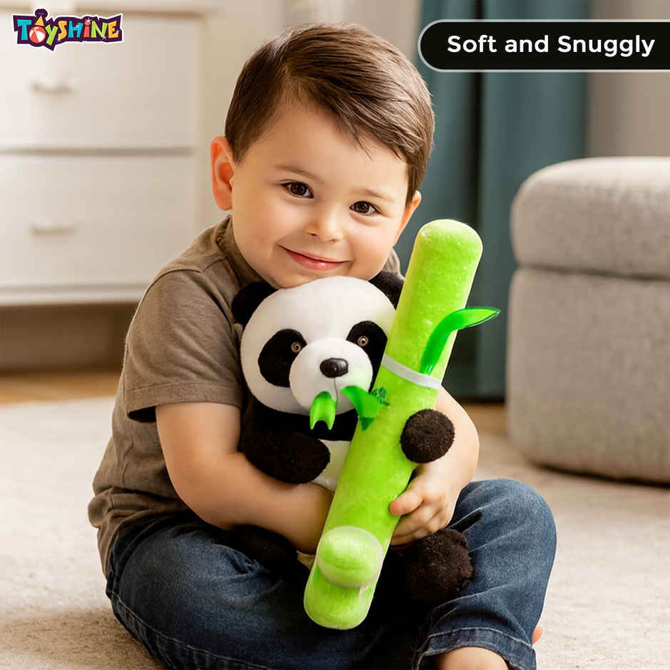 Spanker Panda Soft Toy Cute Plush with Green Bamboo for Kids - 30 cm