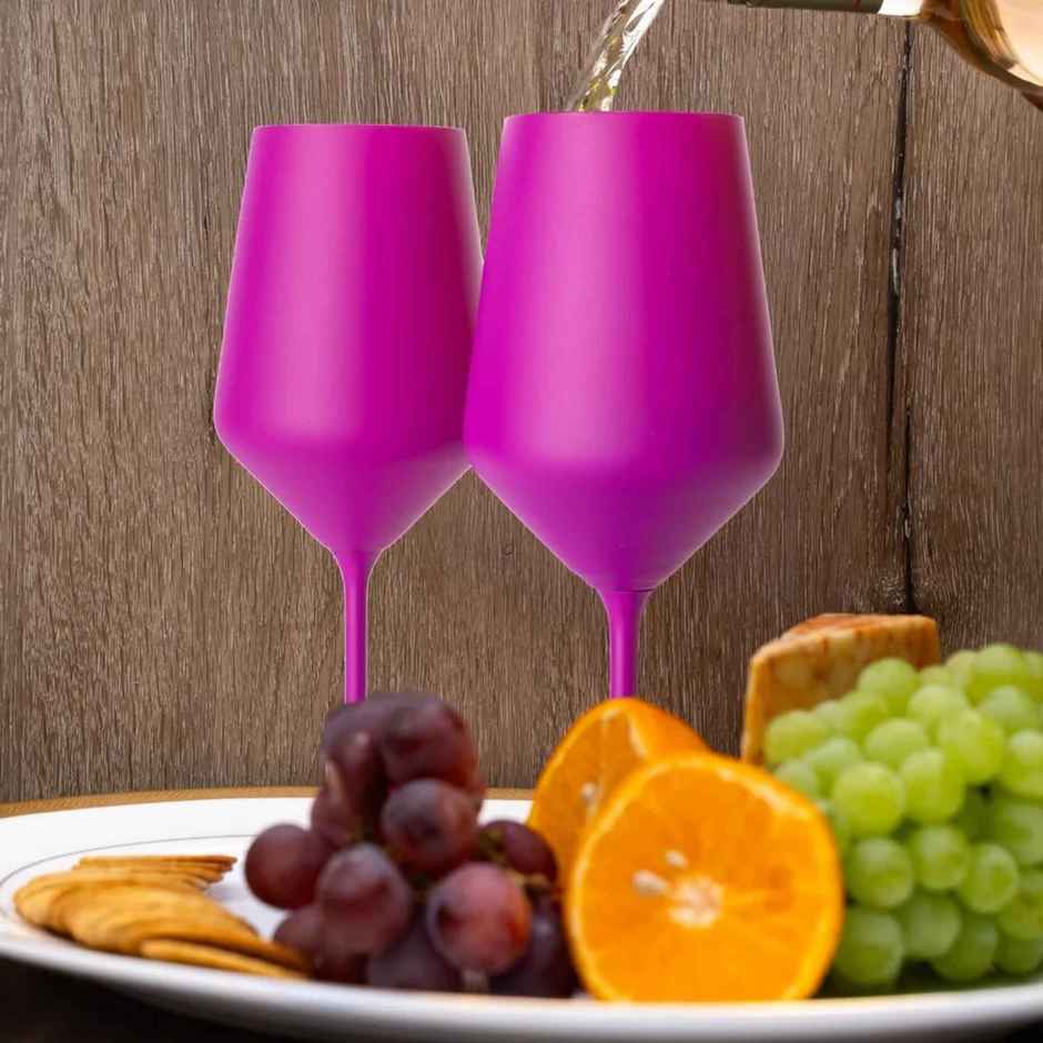 Pink Wine Glass | Party Wedding Multipurpose Glassware | Lead Free Crystal | Set of 2 | Bar Box