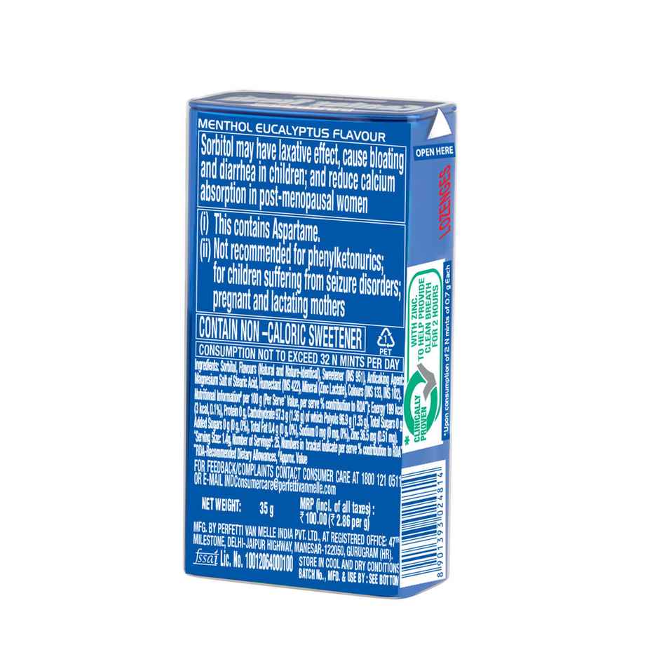 Center Fresh Mints Clean Breath Intense Mint (sugarfree) Menthol Tin