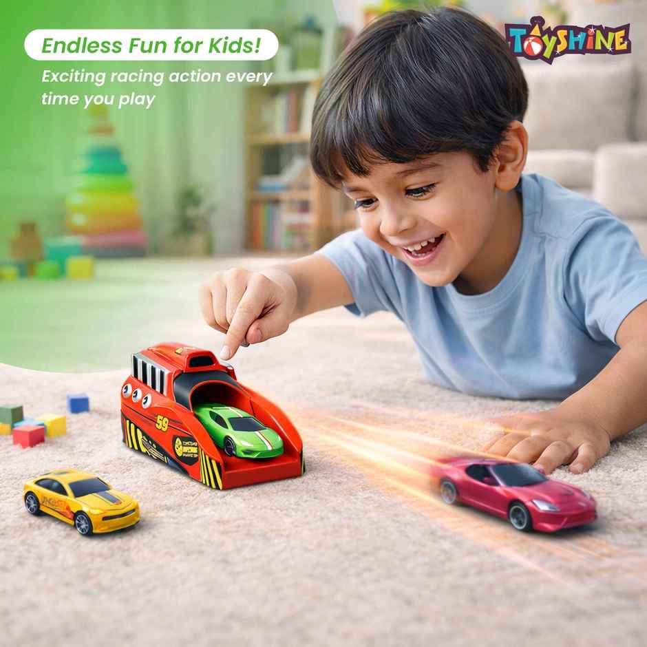 Toyshine Rapid Launcher Play Set Toy With 3 Die Cast Metal Cars Toddler Racing Car Quick Action (Colour May Vary)