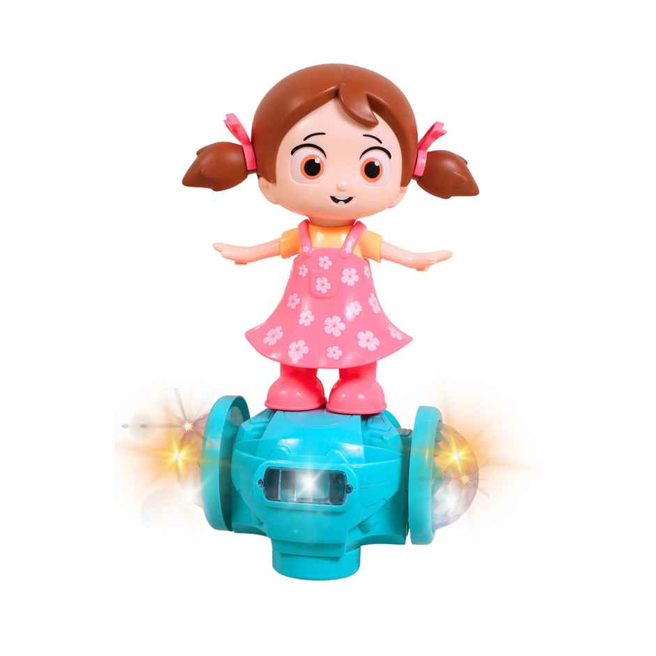 Toyshine 360 Degree Rotating Musical Dancing Girl Toy With Flashing Lights & Bump