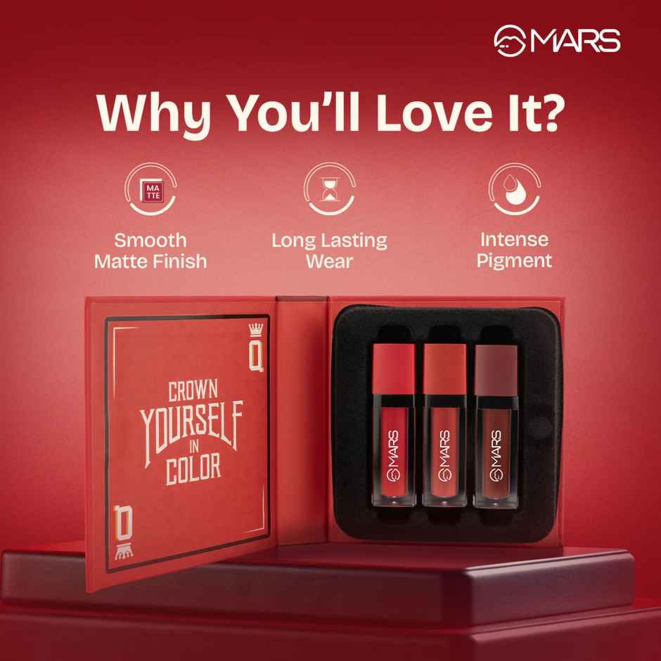 MARS Cosmetics Queen of Mattes Liquid Lipsticks Box Set of 3 | Plums & Maroons