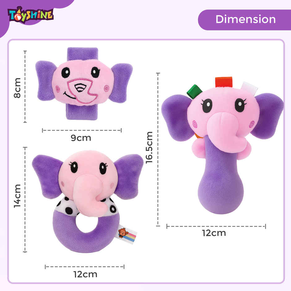 Spanker Baby Hand Cute Soft Elephant Rattle Set