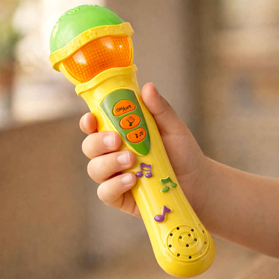 Toyshine Musical Microphone Singing Mic Toy With Lights and Clear Sound | Yellow