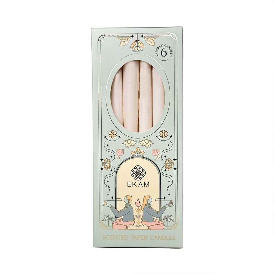 Ekam Scented Taper Candle Gift Set | White Colour | Home Decor