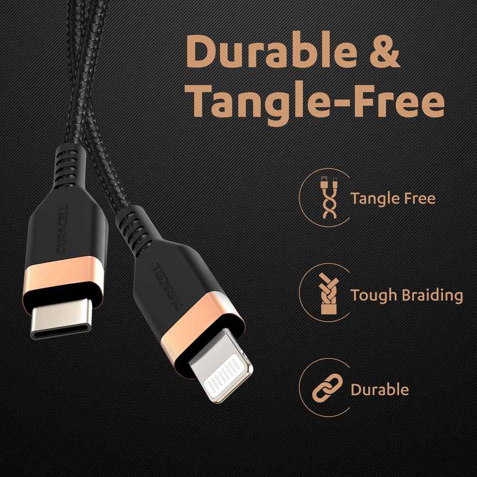 Duracell USB Type C To Lightning Apple Certified (Mfi) Braided Sync & Charge Cable For Iphone, Ipad And Ipod. Fast Charging Lightning Cable, 3.9 Feet (1.2M) - Black