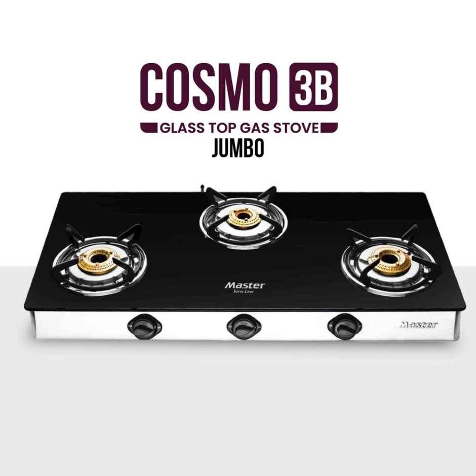 Master Cosmo Glass Top Gas Stove 3 Burner Jumbo, Isi Certified