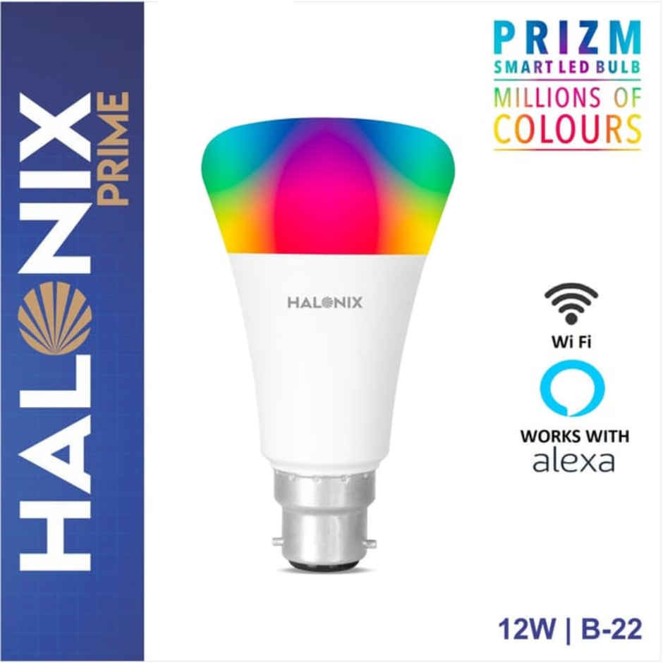 Halonix 12W Prizm Smart WiFi Million Color, Alexa And Google Compatible Led Bulb | B22 Base Holder