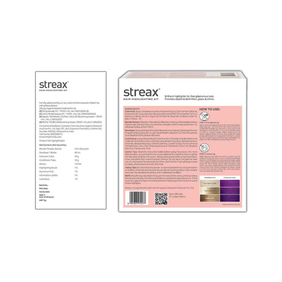 Streax Hair Colour Highlighting Kit Plum Purple For Women