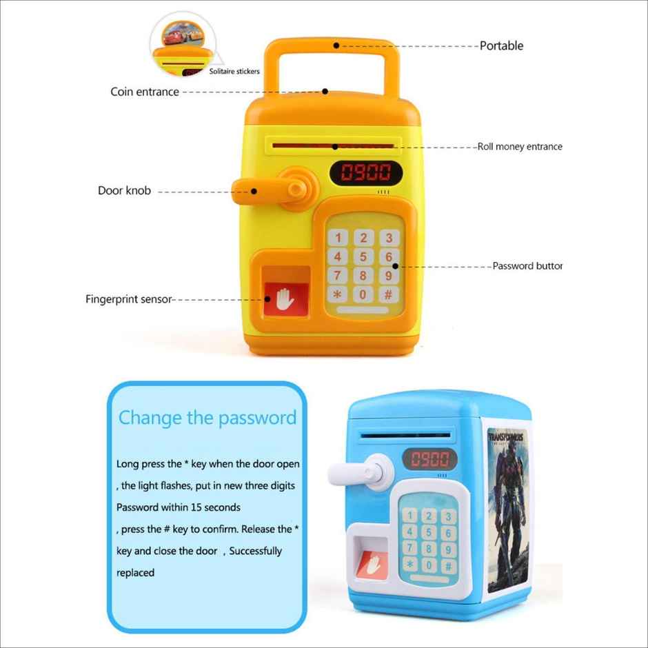 Toyshine Fingerprint Sensor Piggy Bank with Electronic Lock, Pink