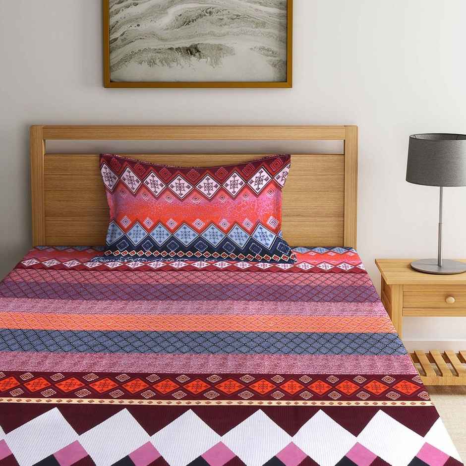 Arrabi Multi Geametric Bedsheet With 1 Pillow Cover
