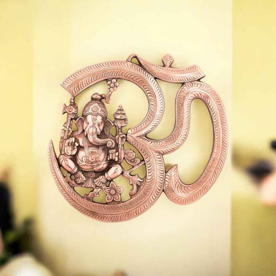 eCraftIndia Metal wall hanging of Lord Ganesha with Om